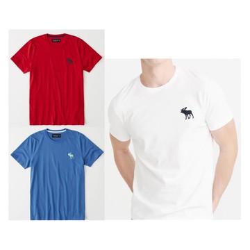 Abercrombie & Fitch 男裝 電繡 T恤 短袖 素T 圓領 純棉上衣 A63650 AF(現貨)▶指定Outlet商品5折起☆現貨【送禮首選★APP下單點數4倍送】