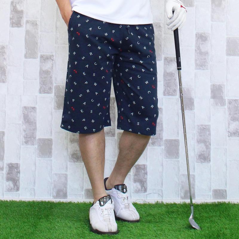 【ラルフローレンスポーツ】総柄 ショート パンツ 刺繍ロゴ ネイビー ゴルフ