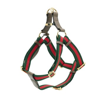 Gucci 展示品 紅綠織帶寵物胸背頸圈-XL