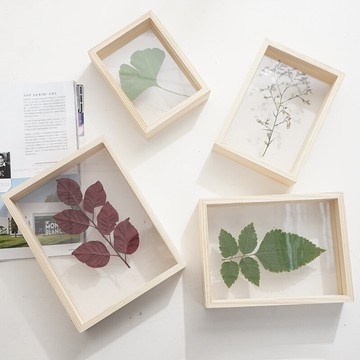干花相框diy手工植物標本框北歐4 6寸雙面玻璃透明擺臺押花實木框
