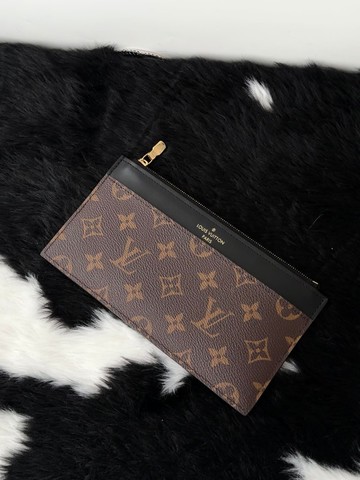 中古品 Louis Vuitton 路易威登 經典黑邊 Monogram 收納袋