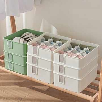 附蓋U型分格衣物整理盒(10格/15格)(白色/綠色)【現貨】