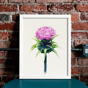 KITCHEN GARDEN 廚房餐廳掛畫 植物水彩複製畫 水飛薊裝飾畫