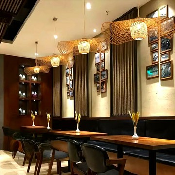 新中式竹吊燈創意榻榻米燈餐廳餐廳吊燈E27吊燈