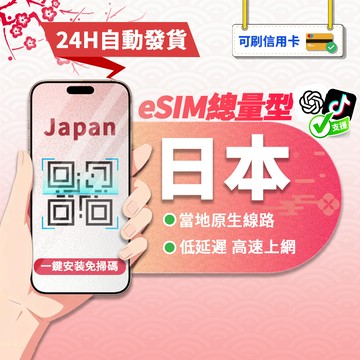 【寰宇通訊】日本eSIM ｜原生網路 24H自動發貨1秒取件 總量型 網卡 沖繩 北海道 日本網卡 esim日本