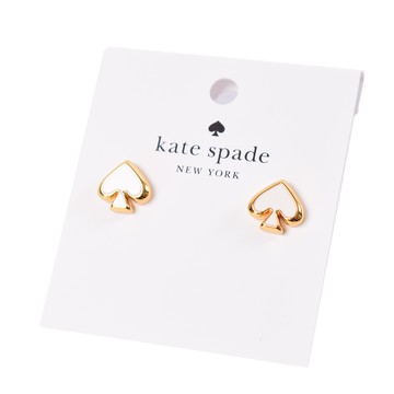 KATE SPADE 琺瑯桃心針式耳環-白色