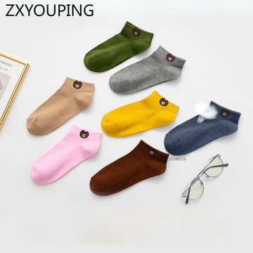 Zxyouping小熊襪淺口卡通襪學院風隱形學生運動