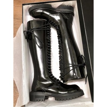 【洛克女郎】ANN馬丁靴女高筒及膝長靴子秋冬2024新款厚底騎士靴