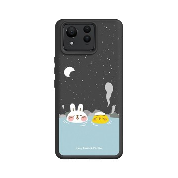 Zenfone 11 Ultra SolidSuit 黑 - 懶散兔與啾先生 Lazy Rabbit and Mr.Chu - 泡溫泉