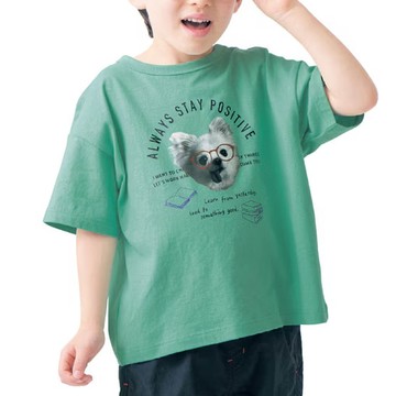 日本千趣會 - 純棉薄涼動物印花短袖上衣-眼鏡狗狗-綠