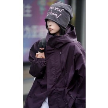 美式紫色沖鋒衣外套男女春秋三合一可拆卸防風防水戶外運動登山服