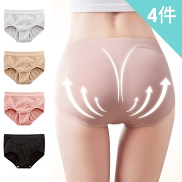 【enac 依奈川】3D蜂巢收腹提臀低腰內褲/性感內褲/女內褲/無痕內褲(超值4件組-顏色隨機)