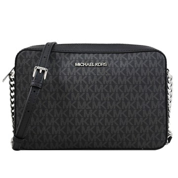 MICHAEL KORS JET SET ITEM 經典鍊條斜背方包.黑灰