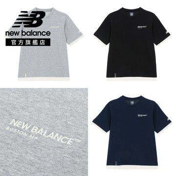 [New Balance]疊穿假二件短袖上衣_男性_灰色_MT62621XAGT 版型正常