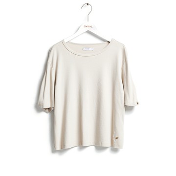 SOMETHING｜女裝｜落肩垂墜寬短版剪裁短袖T恤