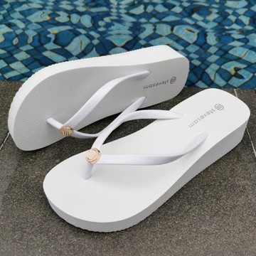 歐美坡跟人字拖女夏季外穿時尚百搭橡膠厚底防滑沙灘拖鞋夾腳涼拖