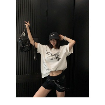 【RICECAKE & OISIS】美式簡約 字母印花 短袖t恤 高級感 百搭 oversize 上衣 女