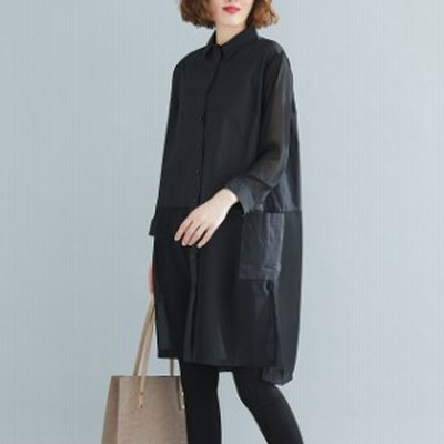 長袖 シャツワンピース ワンピース 40代 シフォン チュニック 大きいサイズ 春 ワンピース レディース シフォン ワンピース ロングシャツ 通販 Lineポイント最大get Lineショッピング