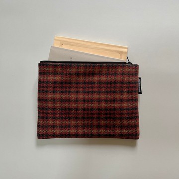斜紋布 文庫本收納套 (緋紅棕) A6 附隔層