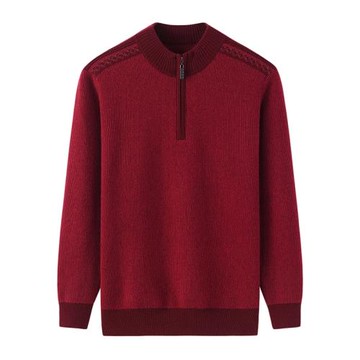 羊絨衫男加厚半高圓領半拉鏈秋冬寬松休閑大碼套頭毛衣毛衫K2598