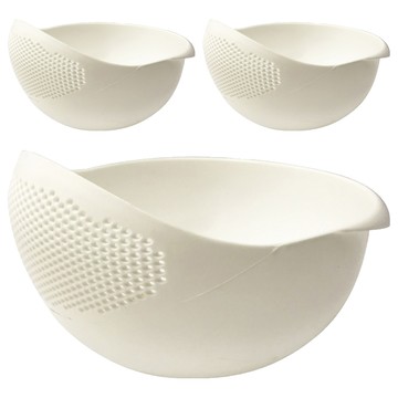 橘之屋 不倒翁洗米籃 細密瀝水孔 分布均勻 快速瀝水 適用於清洗蔬果豆類 亦可用作水果盤  25 x 20 x 14cm  白色  3個