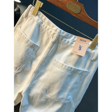 白色牛仔短褲男夏季薄款純棉無彈休閑中褲潮流寬松大碼男士五分褲