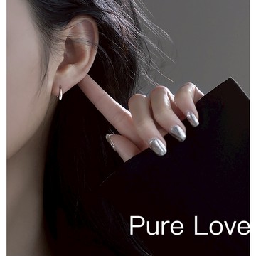 Pure Love樂芙 /正韓 銀飾【S925】E0741簡約通體純銀水滴弧形耳環 / 銀