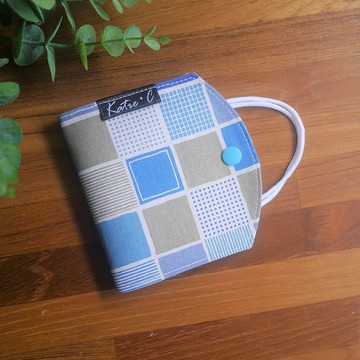 訂製款=口罩暫存套/口罩收納套=日本棉麻布=格子趣=海洋藍(共3色)