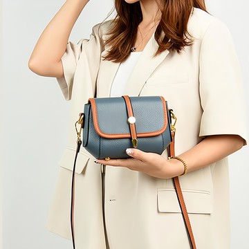 JDudu 女用皮革日常斜背包 JD55  藍色  20 x 9 x 14 cm