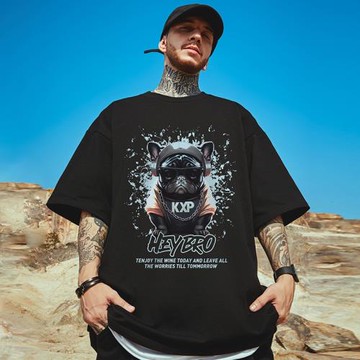 重磅短袖t恤大碼男裝純棉寬松情侶夏季oversize美式上衣服ins潮牌