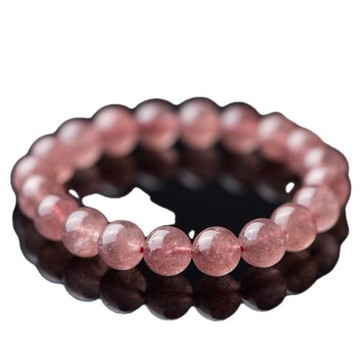 草莓晶手鏈女鴿血紅水晶多圈手串送閨蜜桃花情人節禮物天然水晶手