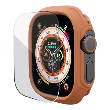 elkson QuattroMax 軍規級防水耐震保護殼 + 保護貼  1組  愛馬橘  Apple Watch Ultra
