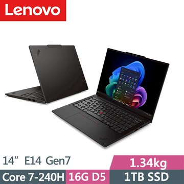 Lenovo ThinkPad E14 Gen7(Core 7-240H/16G D5/1TB/WUXGA/IPS/W11P/14吋/三年保)