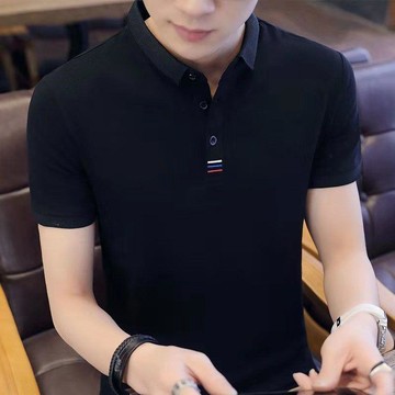 夏季純棉男士短袖T恤翻領POLO衫韓版修身個性帥氣潮流純色上衣男