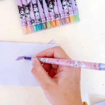 庫洛米旋轉蠟筆油畫棒不臟手12色涂畫筆卡通小學生兒童彩色繪畫筆