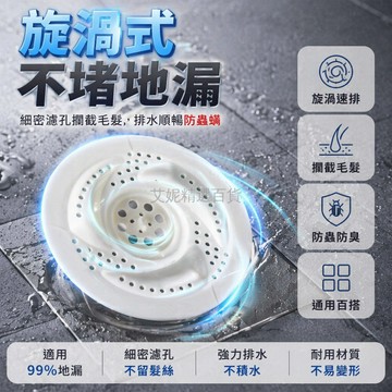 台灣出貨✨ 日式旋渦地漏 浴室頭髮收集器 廚房下水道過濾網 旋轉防蟲防堵設計 排水迅速不塞髮