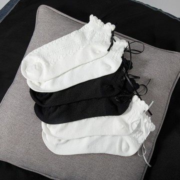 jk制服白色襪子女中筒襪純棉春秋日系可愛蕾絲花邊綁帶lolita軟妹