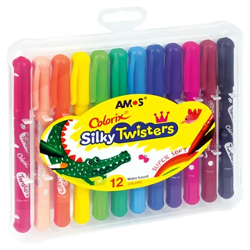 AMOS 阿摩司 Colorix Silky Twisters 細款神奇水蠟筆 12色  1盒