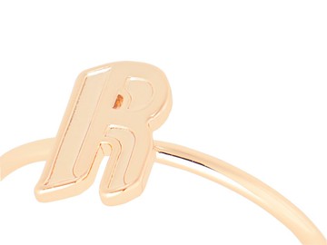 英文字母 R 純銀鍍金戒指 (單只)