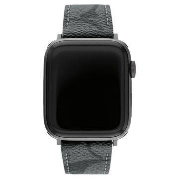 COACH Apple Watch 錶帶 42/44/45mm 適用 皮錶帶- 鐵灰色 (不含手錶)