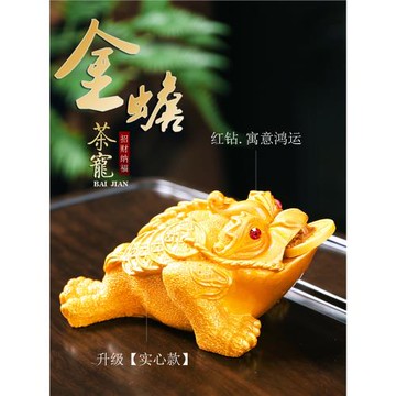 變色茶寵擺件金蟾蟾蜍可養寵物茶臺茶桌茶盤茶玩精品茶道茶具配件