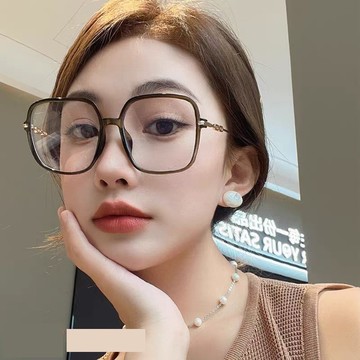 近視眼鏡 有度數眼鏡 輕盈大框方形配變色眼鏡框復古大臉顯臉小素顏過濾藍光眼鏡