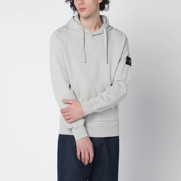 Pearl-grey cotton hoodie