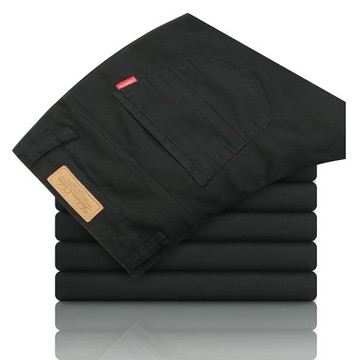 秋款純棉休閑褲男式時尚直筒褲子青年加大碼純色長褲商務西褲純棉