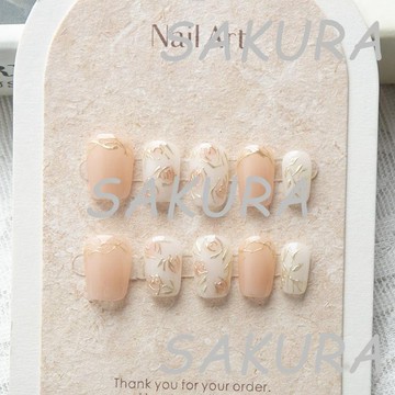 🎀台灣出貨🎀手工純手工穿戴新款美甲網紅貼片甲片成品短款ins可拆卸高級t型