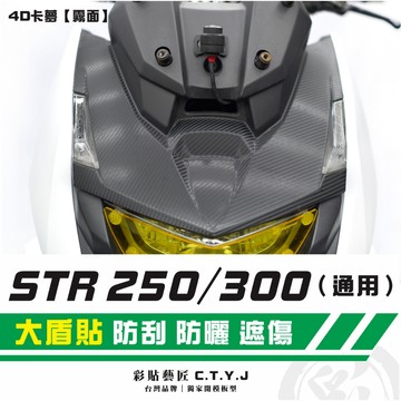 彩貼藝匠 STR 250／300（通用）大盾貼 卡夢 仿真鍛造碳纖維 車膜 貼紙 防刮 遮傷 機車貼紙