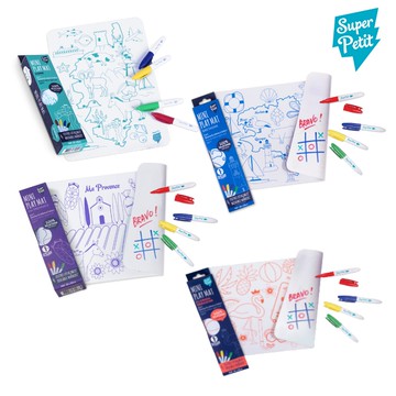 法國 Super Petit - 矽膠彩繪餐墊 MINI - 城市風光系列-普羅旺斯/科西嘉島/佛羅里達/布列塔尼-30 x 20 c...