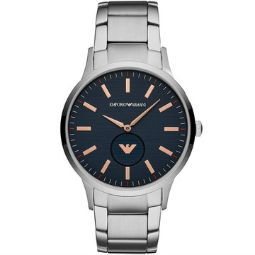 EMPORIO ARMANI 亞曼尼 AR11137 時尚飛行簡約腕錶/藍橫紋面43mm｜樂天領券現折★全館特惠中★指定刷卡回饋10%