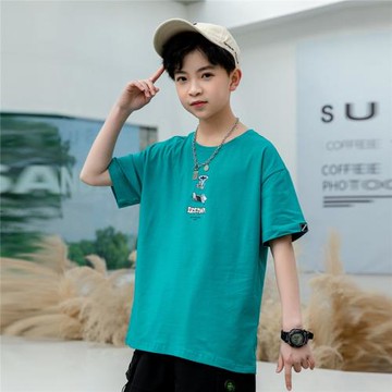 GILE男童短袖t恤2022體恤潮童裝純棉大童洋氣上衣兒童夏裝男
