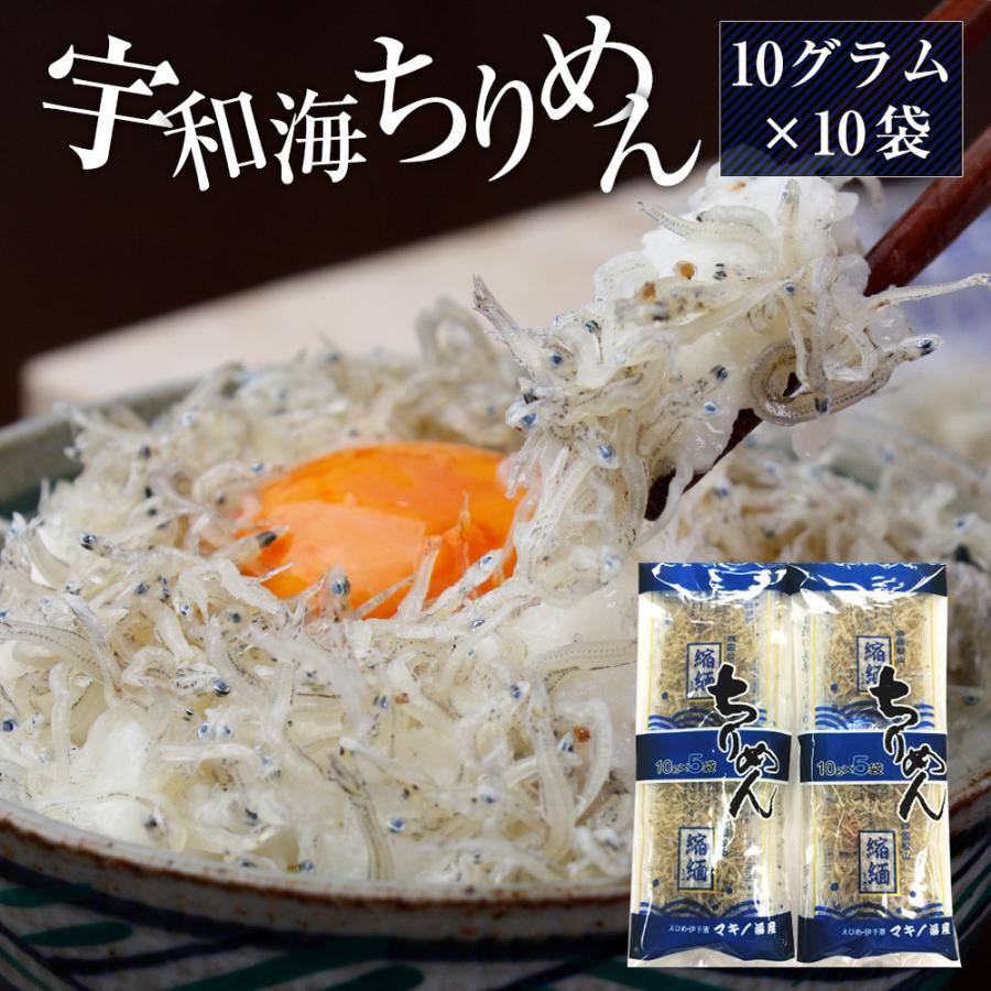 宇和海ちりめんパック100g(10ｇ×5袋×2)　ちりめん　チリメン　個パック　特殊パック　常温保存　送料無料